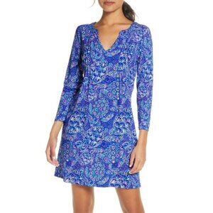 LILLY PULITZER Sz S Aubrey UPF 50 Multi Floral Tropical Pleated Dress
